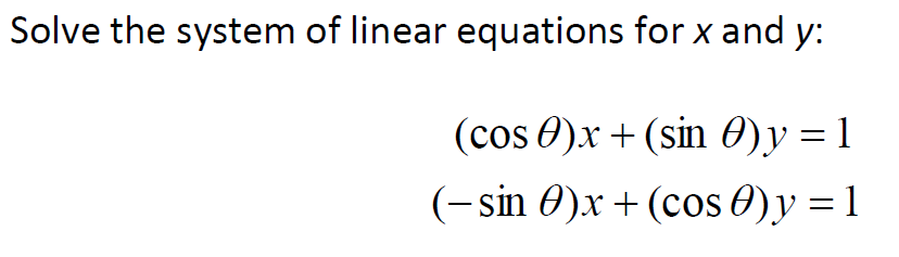 Solved Solve the system of linear equations for x and y: | Chegg.com