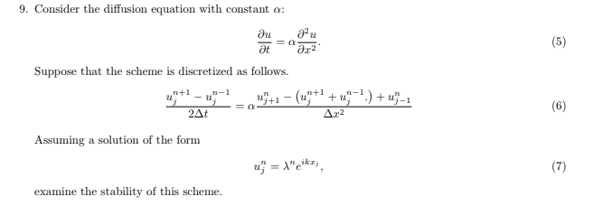 Solved 9. Consider the diffusion equation with constant a: | Chegg.com