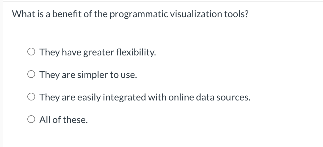 Solved What is a benefit of the programmatic visualization | Chegg.com