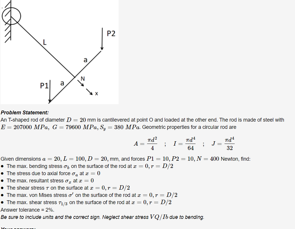 Solved P2 P1) A Problem Statement: An T-shaped Rod Of 