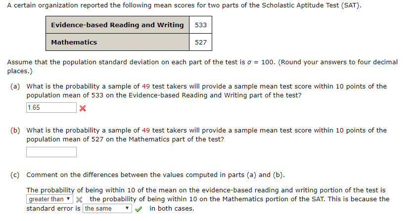 Assume that the mathematics score X on the Scholastic Aptitu