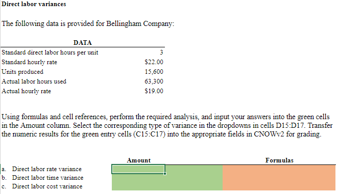 Solved Direct labor variances The following data is | Chegg.com
