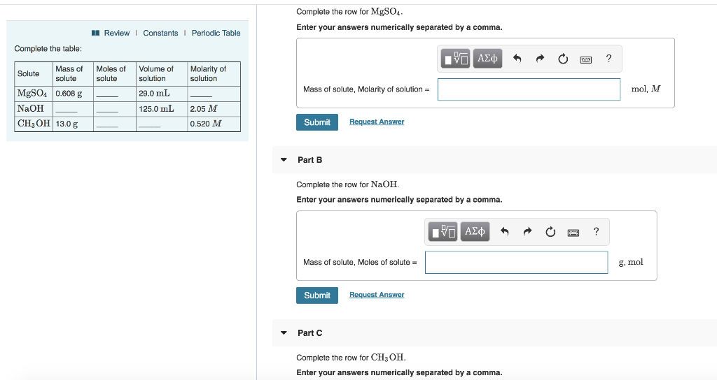 Solved Complete the row for MgSO Enter your answers Chegg