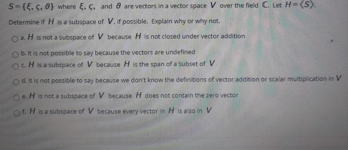 Solved Let H Be The Set Of Second Degree Polynomials H A Chegg Com