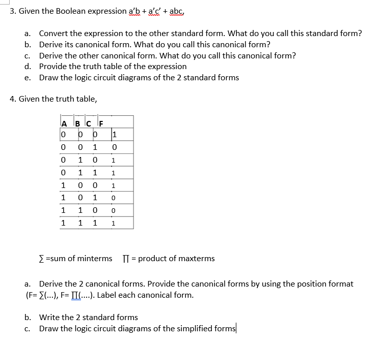 Solved 3. Given the Boolean expression a'b + a'c' + abs, C. | Chegg.com