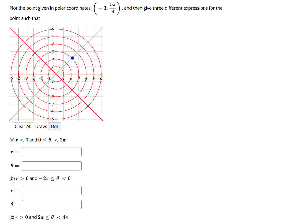 Solved Plot the point given in polar coordinates, (−3,45π), | Chegg.com