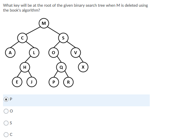 Solved What key will be at the root of the given binary | Chegg.com