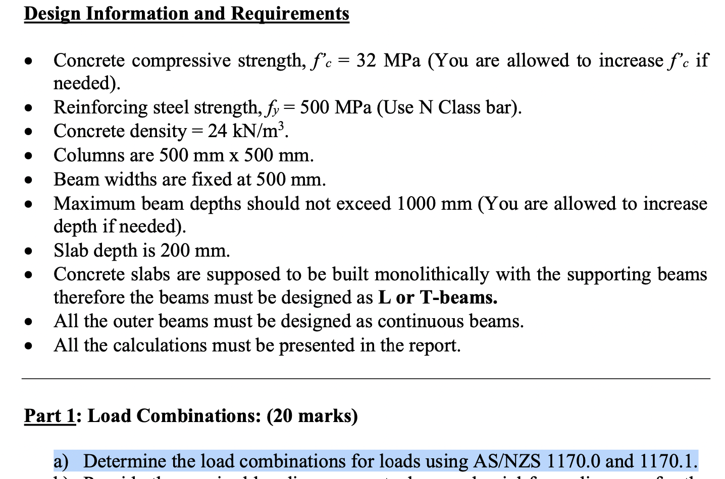 Design Information and Requirements Concrete | Chegg.com