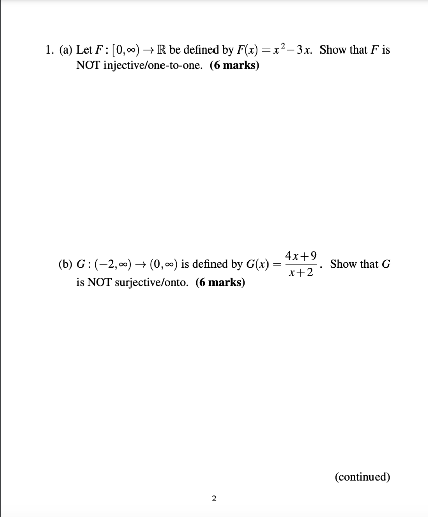 Solved 1 A Let F [0 ∞ →r Be Defined By F X X2−3x Show