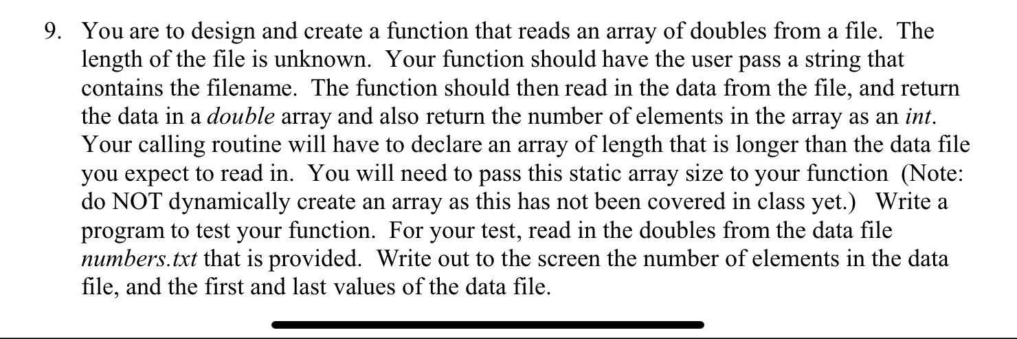 Solved You are to design and create a function that reads an | Chegg.com