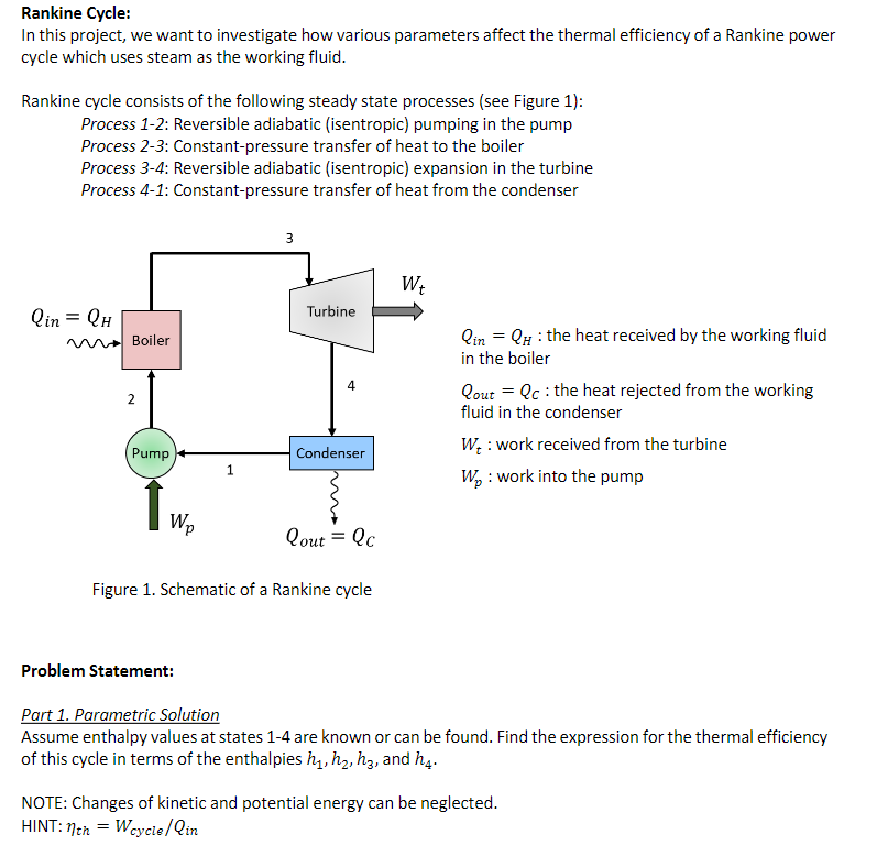 Solved Rankine Cycle: In this project, we want to | Chegg.com