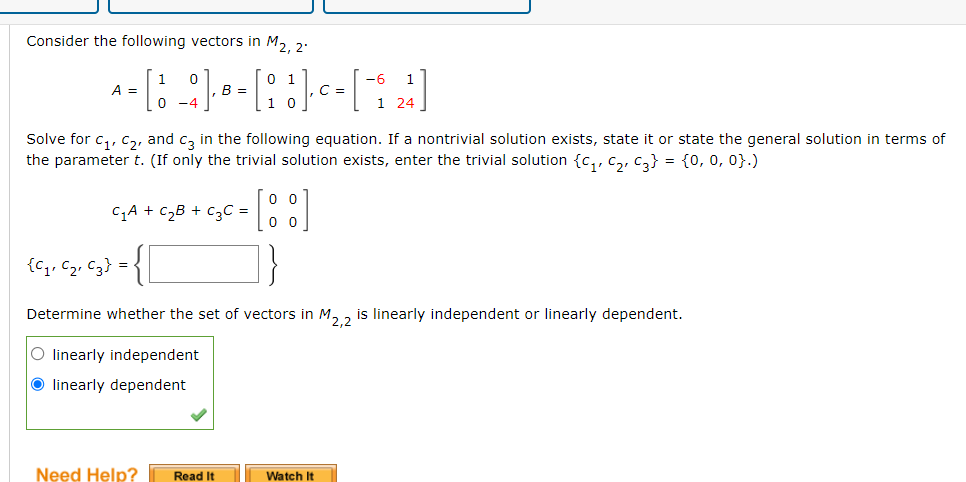 Solved Consider The Following Vectors In M2,2. | Chegg.com