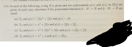 Solved 14) In Each Of The Following, A Ring R Is Given And | Chegg.com