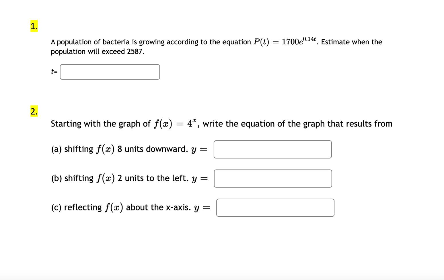Solved 1. A population of bacteria is growing according to | Chegg.com