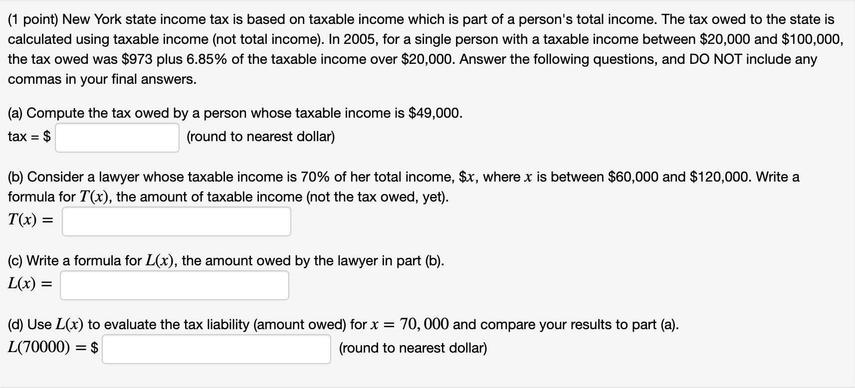 Solved (1 Point) New York State Income Tax Is Based On | Chegg.com