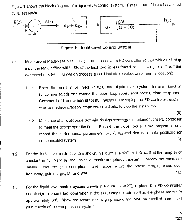 Solved Figure 1 Shows The Block Diagram Of A Liquid Level