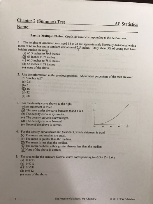 ap statistics 10.1 homework answers