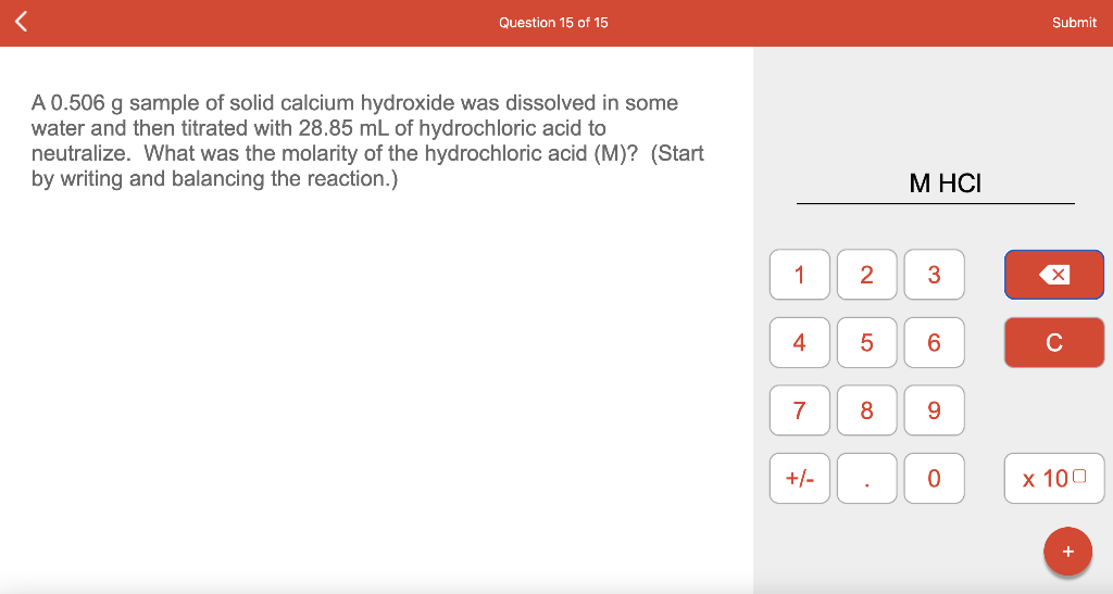 Solved A 0.506 G Sample Of Solid Calcium Hydroxide Was | Chegg.com