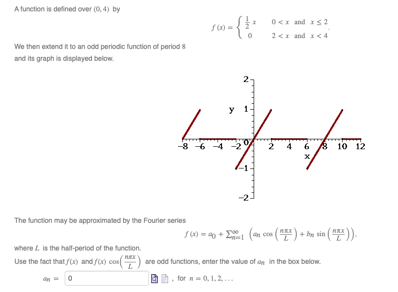 Solved A function is defined over (0,4) by f (x) = 0 | Chegg.com