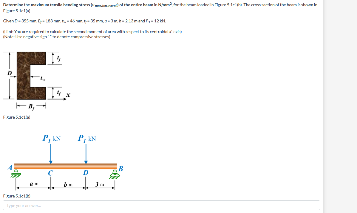 Solved Determine the maximum tensile bending stress | Chegg.com