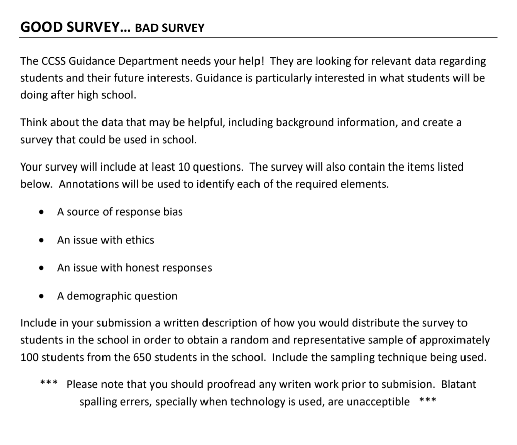 GOOD SURVEY... BAD SURVEY The CCSS Guidance | Chegg.com