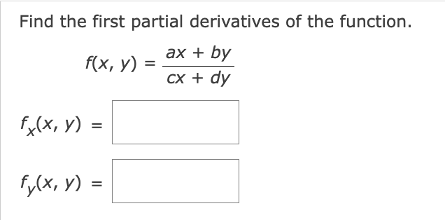 Solved Find the first partial derivatives of the function. | Chegg.com