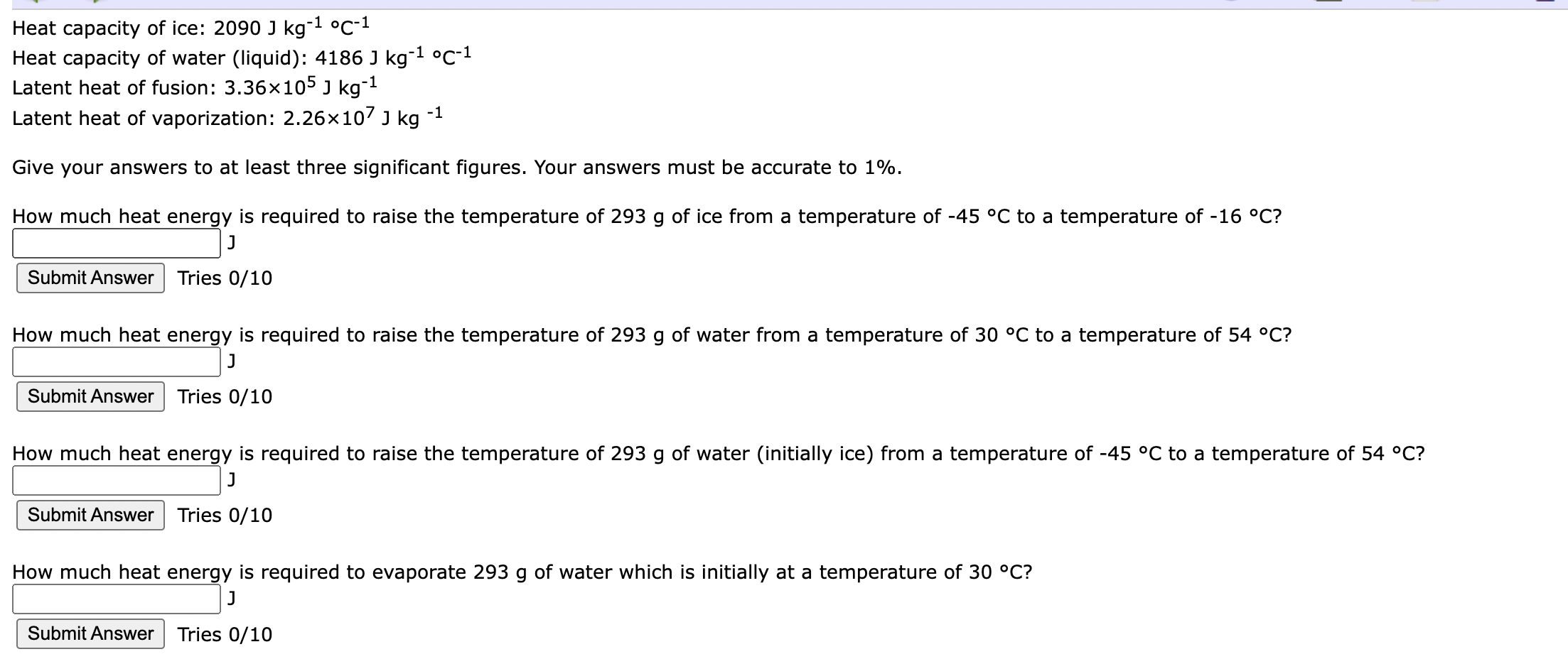 Solved Heat Capacity Of Ice: 2090 J Kg−1∘c−1 Heat Capacity 