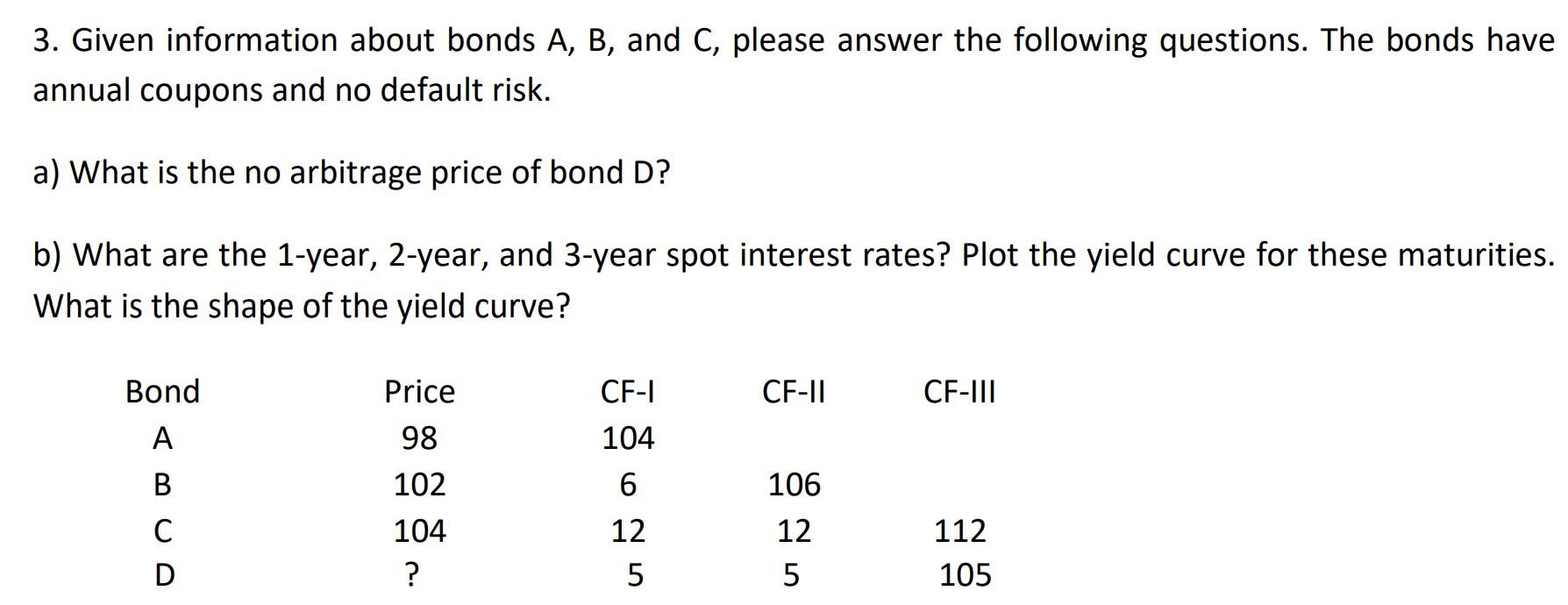 Solved 1 3. Given Information About Bonds A, B, And C, | Chegg.com