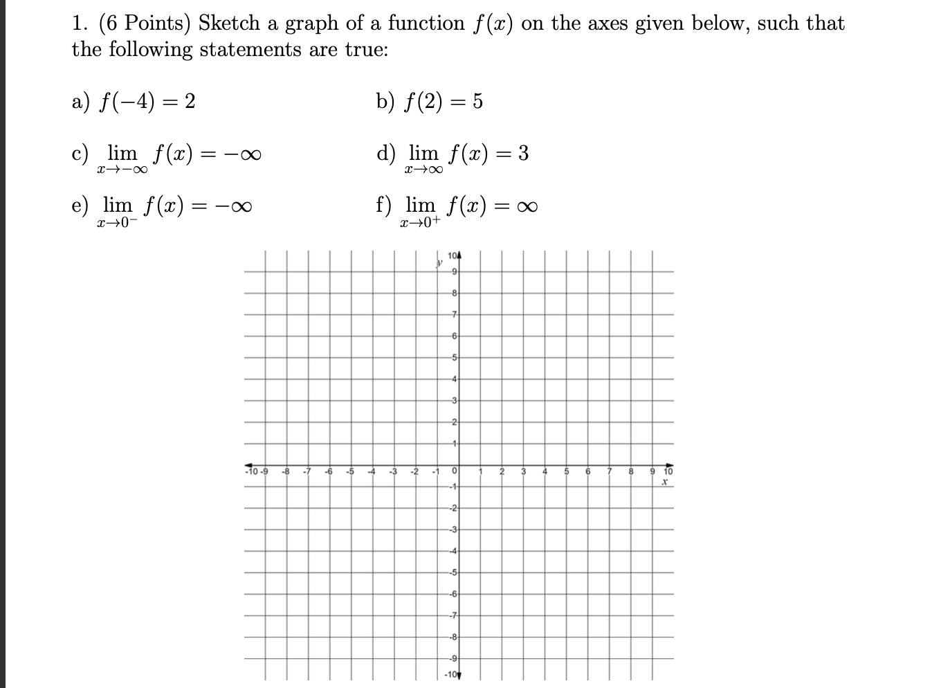 Solved 1. (6 Points) Sketch a graph of a function f(x) on | Chegg.com