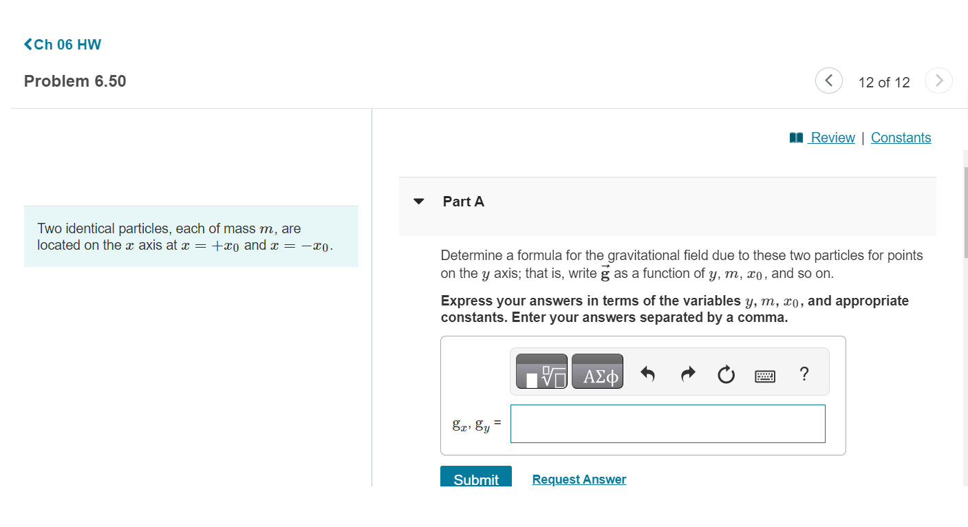 Solved Two Identical Particles, Each Of Mass M, Are Located | Chegg.com