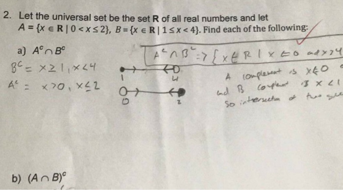 Solved Let the universal set be the set R of all real | Chegg.com