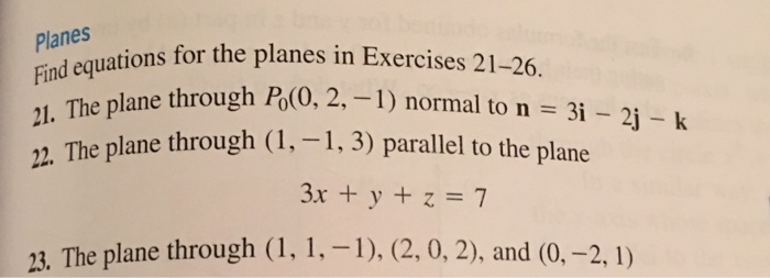 Solved Find equations for the planes in Exercise 21-26. The | Chegg.com