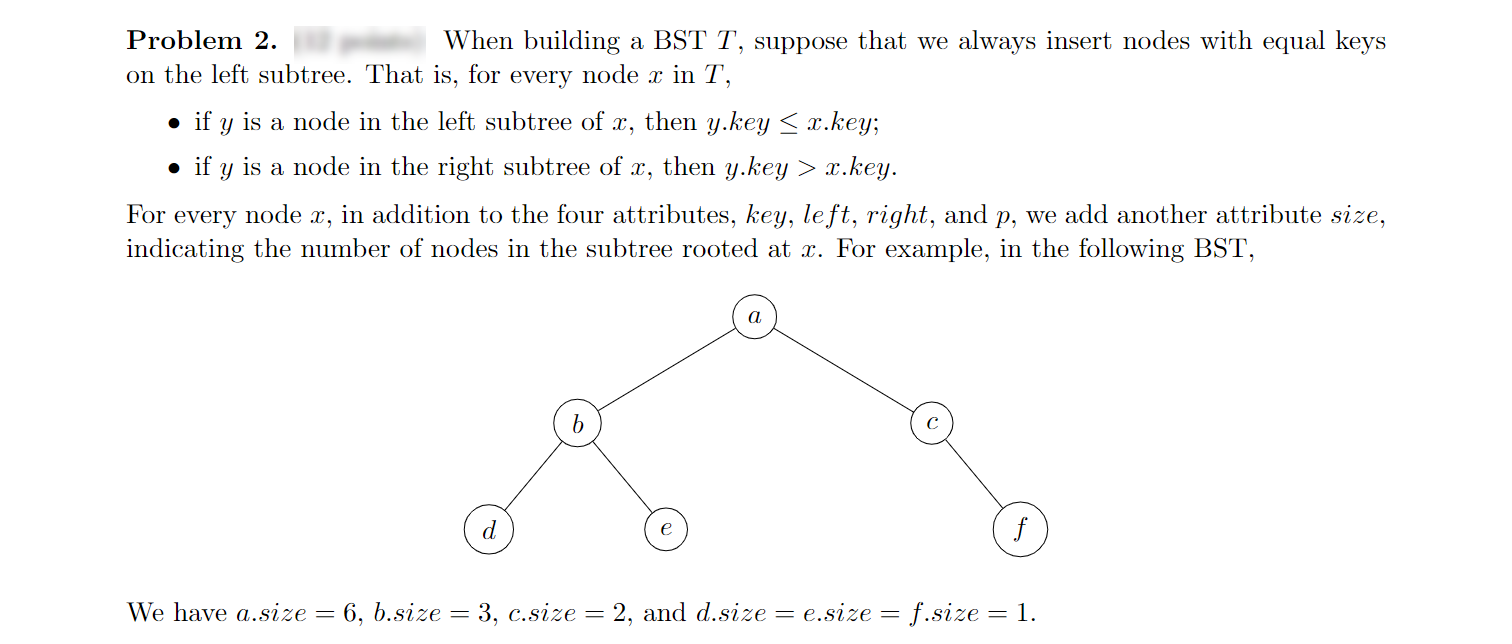 Solved Problem 2. When building a BST T, suppose that we | Chegg.com
