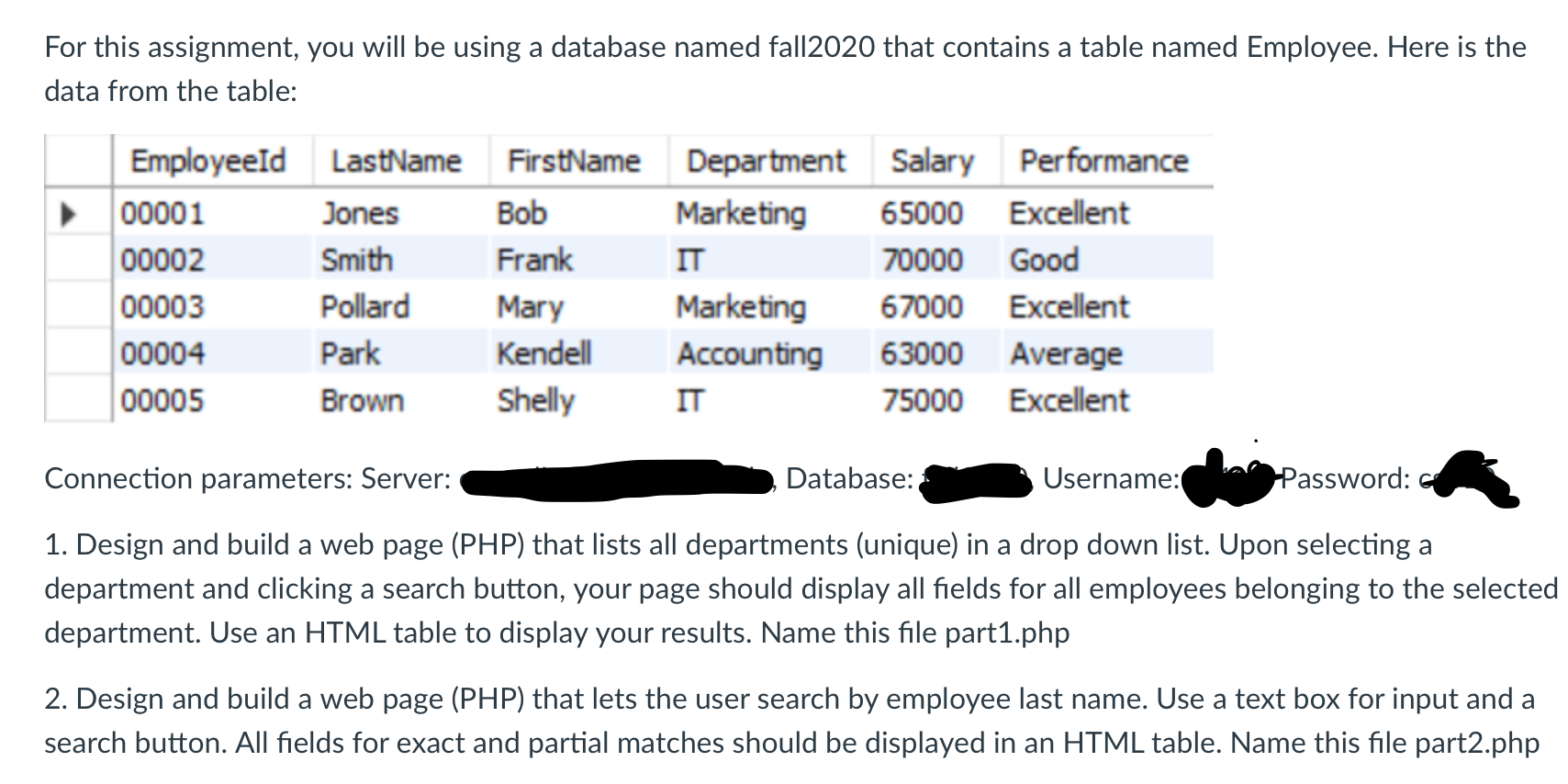 For this assignment, you will be using a database | Chegg.com