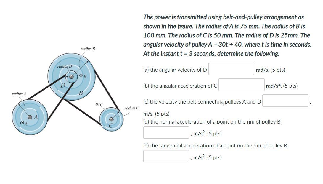 Solved The Power Is Transmitted Using Belt-and-pulley | Chegg.com