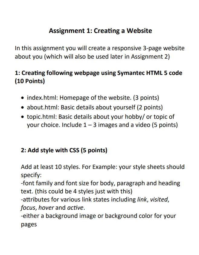 assignment of websites