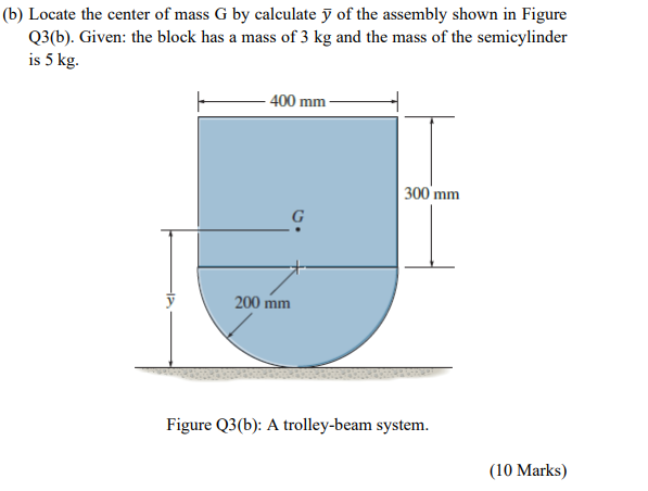 Solved (6) Locate the center of mass G by calculate y of the | Chegg.com