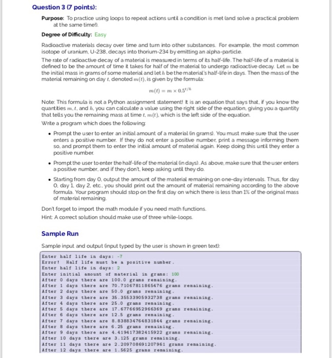 Solved Question 3 (7 points) Purpose: To practice using | Chegg.com