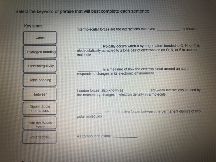 Solved Select the keyword or phrase that will best complete | Chegg.com