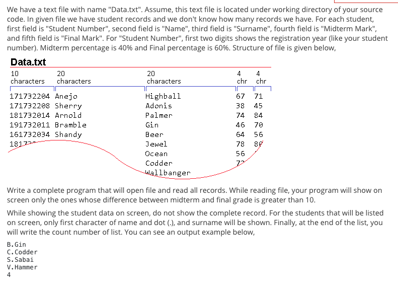 Solved We have a text file with name 