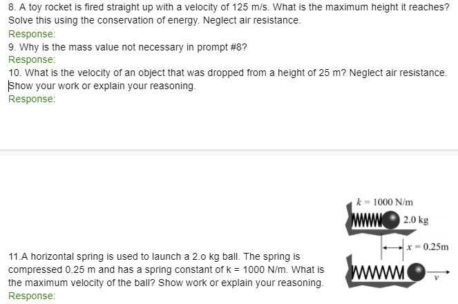 Solved 8. A toy rocket is fired straight up with a velocity | Chegg.com