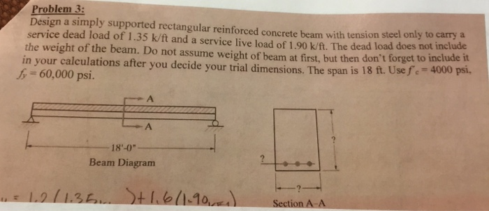 Solved A Reinforced Concrete Beam Has A Width Of 310mm And An