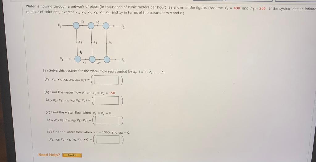 Solved Water Is Flowing Through A Network Of Pipes (in | Chegg.com