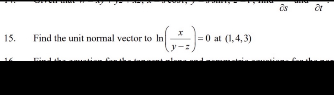Solved at 15. Find the unit normal vector to In = 0) at | Chegg.com
