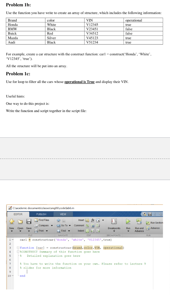 Solved Problem 1a: In this problem, you are going to create | Chegg.com
