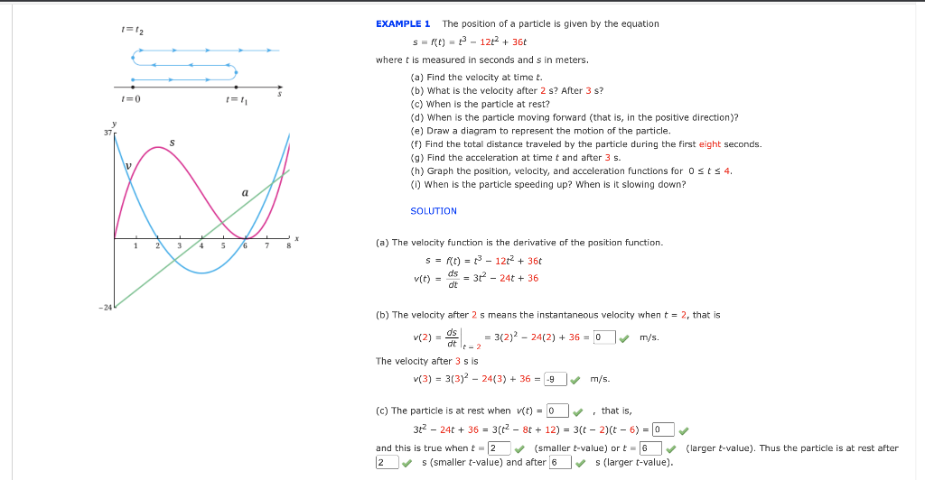 Solved I=0 t=1 EXAMPLE 1 The position of a particle is given | Chegg.com