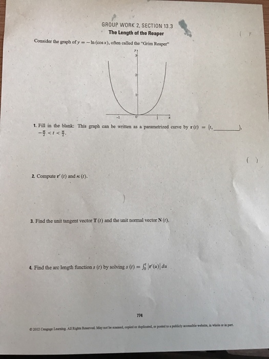 Solved consider the graph of y = -ln (cosx) , often called | Chegg.com