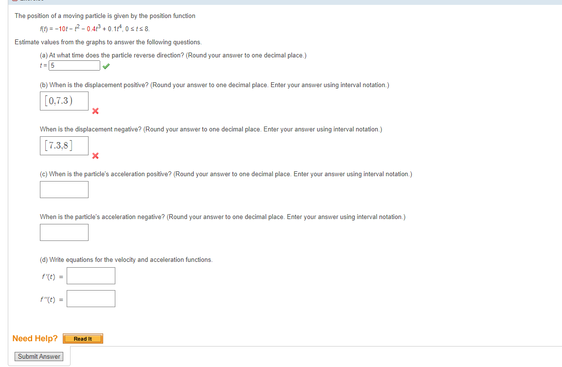 Solved The position of a moving particle is given by the | Chegg.com