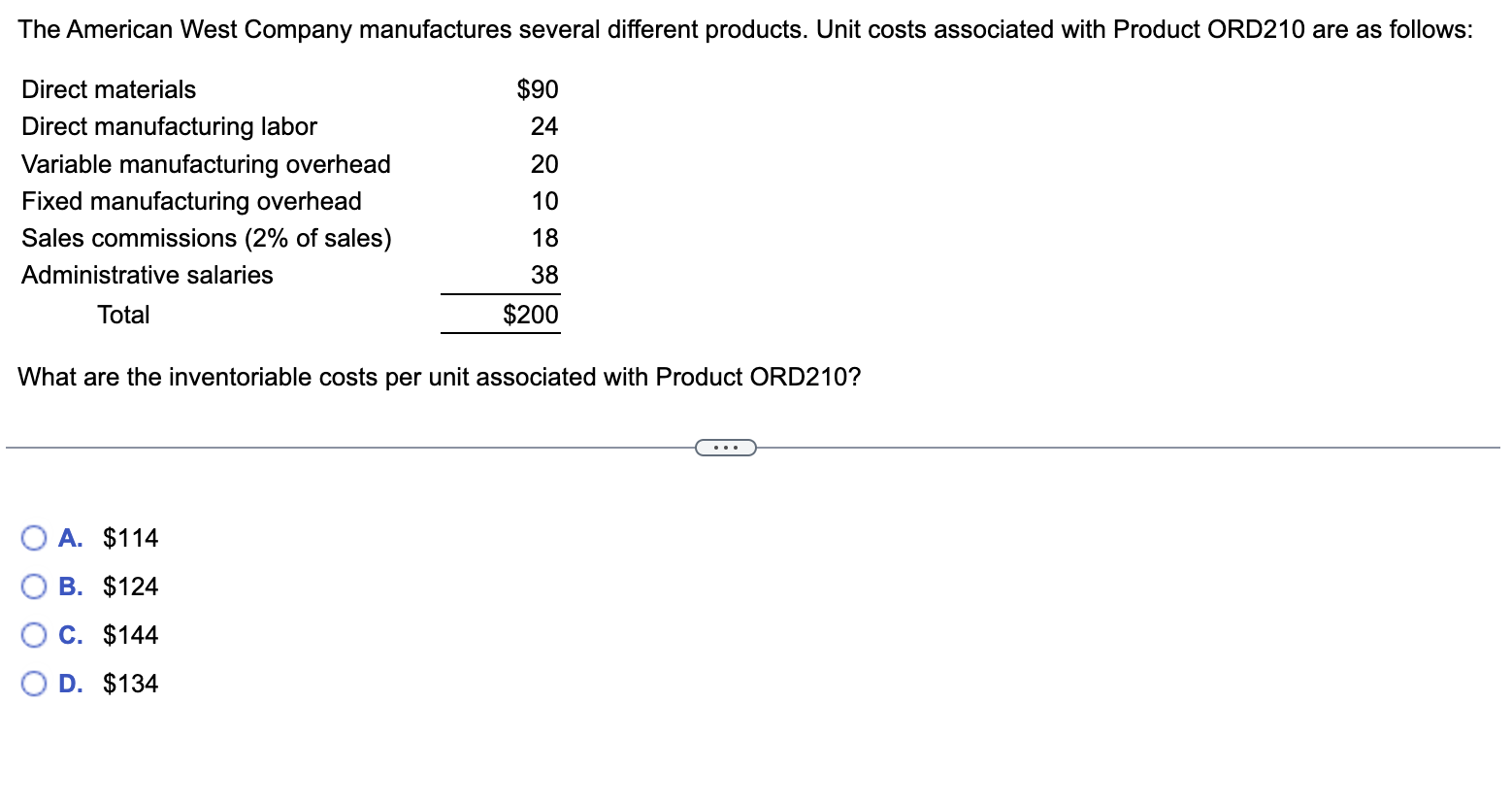 Solved What are the inventoriable costs per unit associated