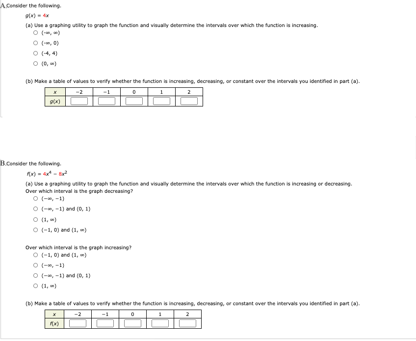 Solved A Consider the following. g(x) = 4x (a) Use a | Chegg.com